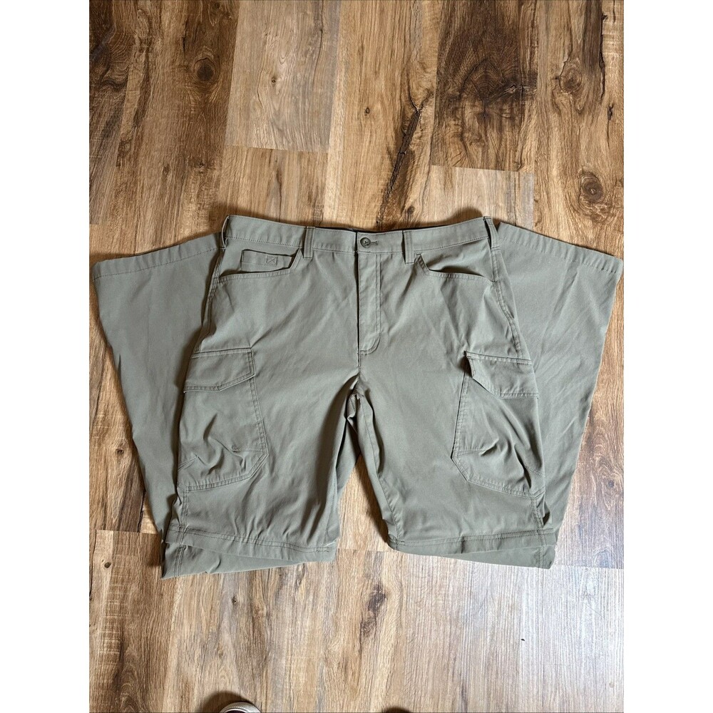 Eddie Bauer Pants Mens 36x34 Green Convertible Tech Nylon Hiking Zip Off Cargo